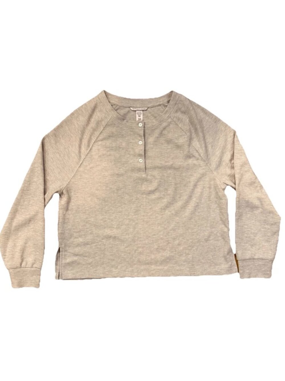 Y2K VTG Victoria’s Secret Women's Henley Shirt Tan Brown Soft Ribbed Waffle Sz S